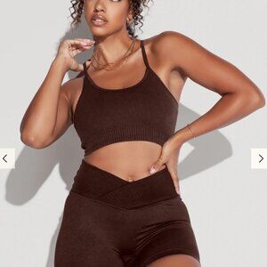 NWT Popflex Active What's the Scoop Seamless Bra French Roast Brown